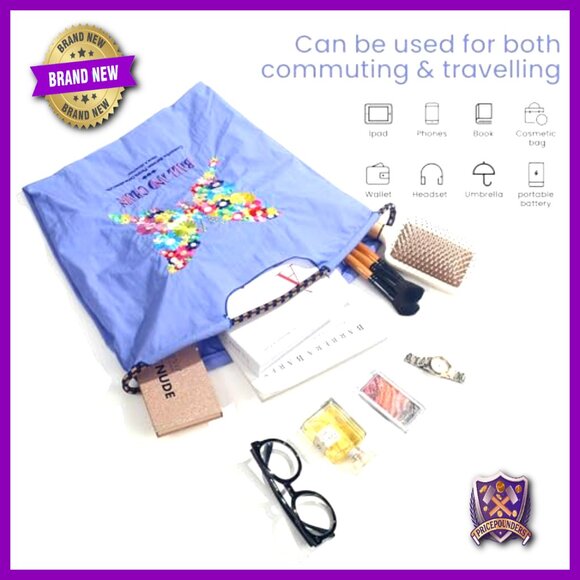 Embroidered Nylon Tote Crossbody Bag Travel Beach Boho Chic Adjustable Straps - Picture 3 of 6